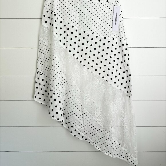 Princess Polly NWT white with black polka dots and lace asymmetrical skirt - Picture 3 of 4